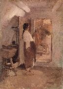 Nicolae Grigorescu Old Woman Sewing oil painting reproduction